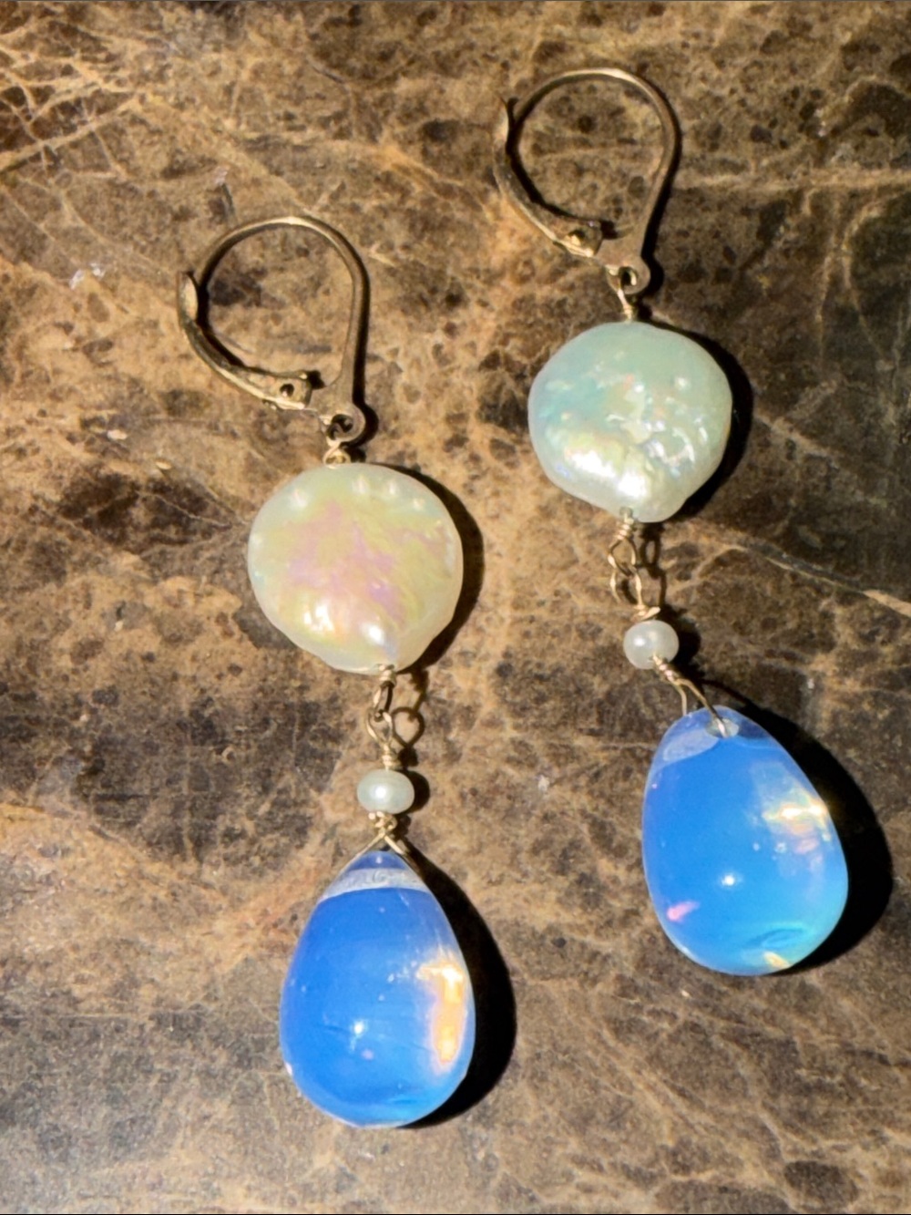 Fresh water white coin pearls tiny white pearls opalescent teardrop shaped drops